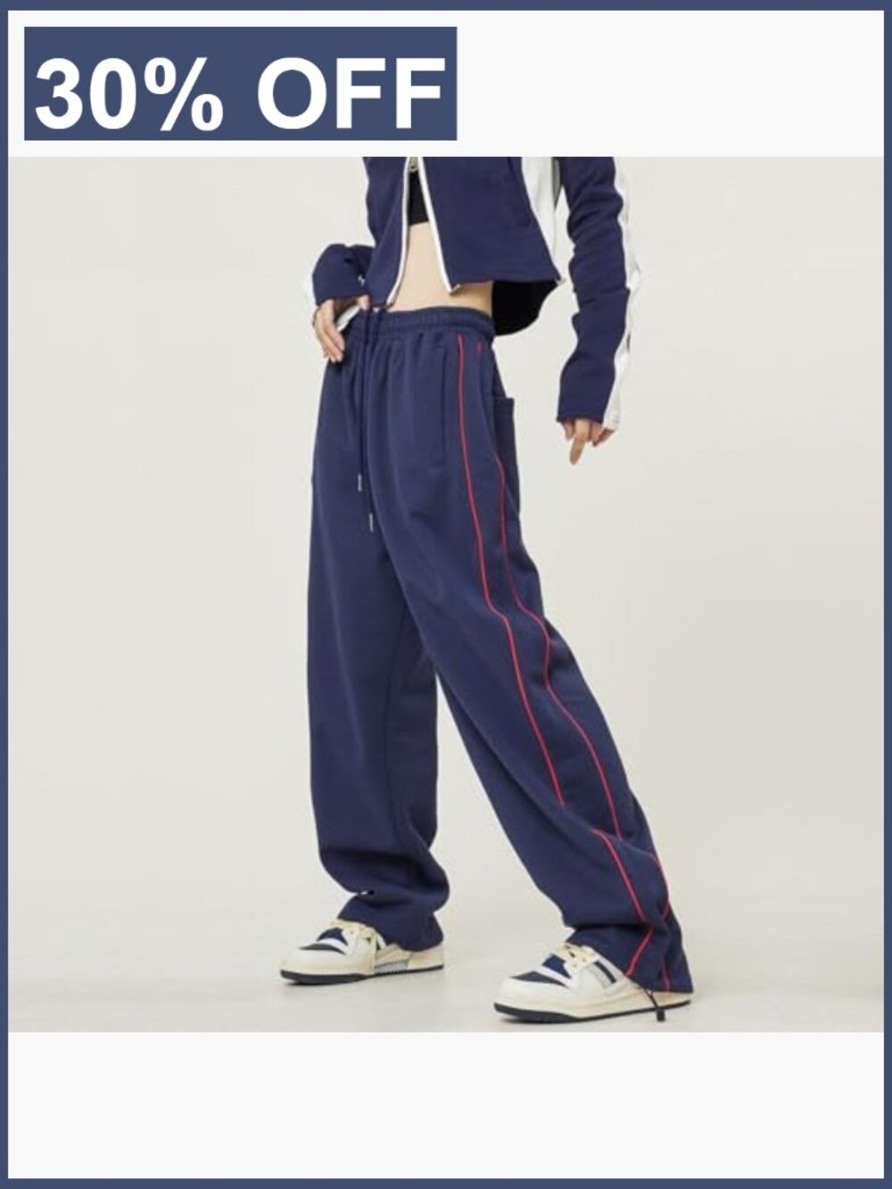 Y2K Baggy Wide Leg Joggers High Waisted Casual Track Pants - Picture 3 of 7